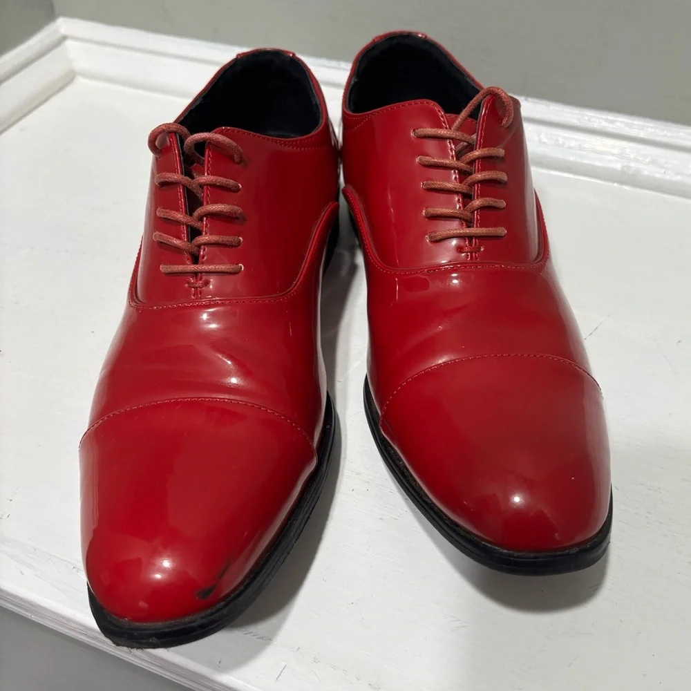 Stacy Adam’s Candy Apple Red Gala Captoe Men's Formal Dress Shoes-size 7.5 - Picture 3 of 10